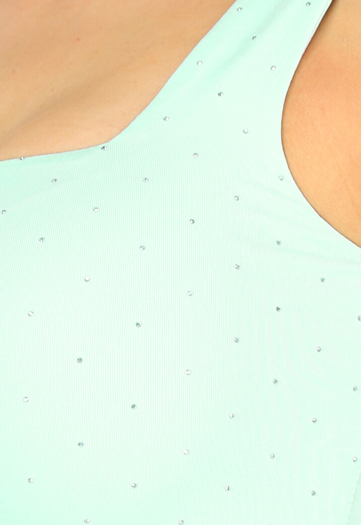 Lichtgroene Glitter Top met Vierkante Hals