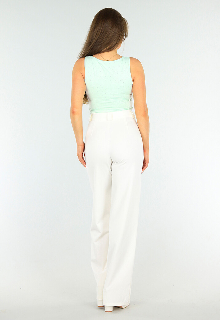 Lichtgroene Glitter Top met Vierkante Hals