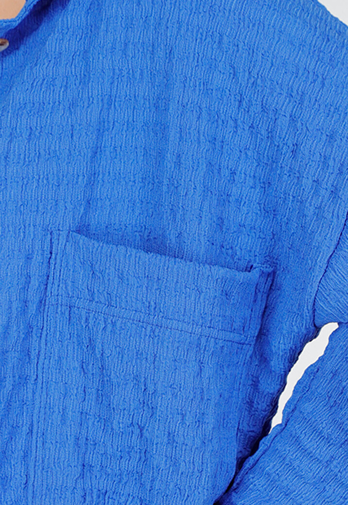 Kobalt Matching Stretch Set met Knoopsluiting en Elastische Tailleband