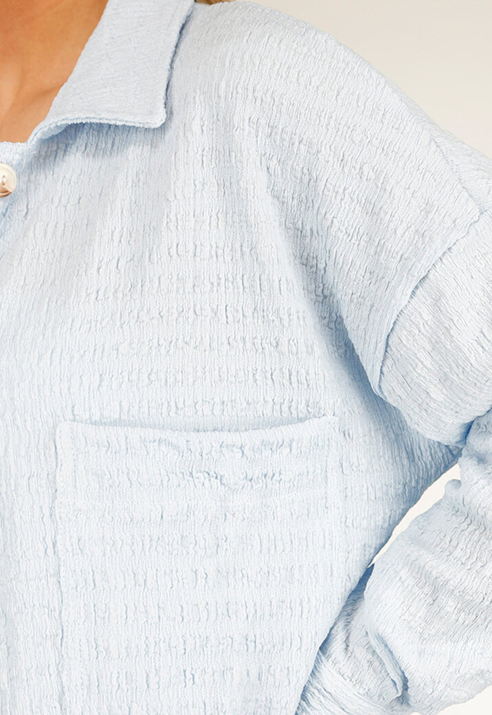 Lichtblauwe High Waist Stretch Set met Knoopsluiting