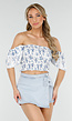 Witte Off Shoulder crop top met bloemetjesprint