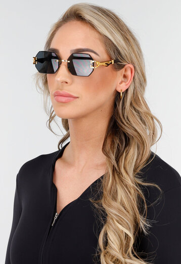 Zonnebril met Goudkleurige Luipaard