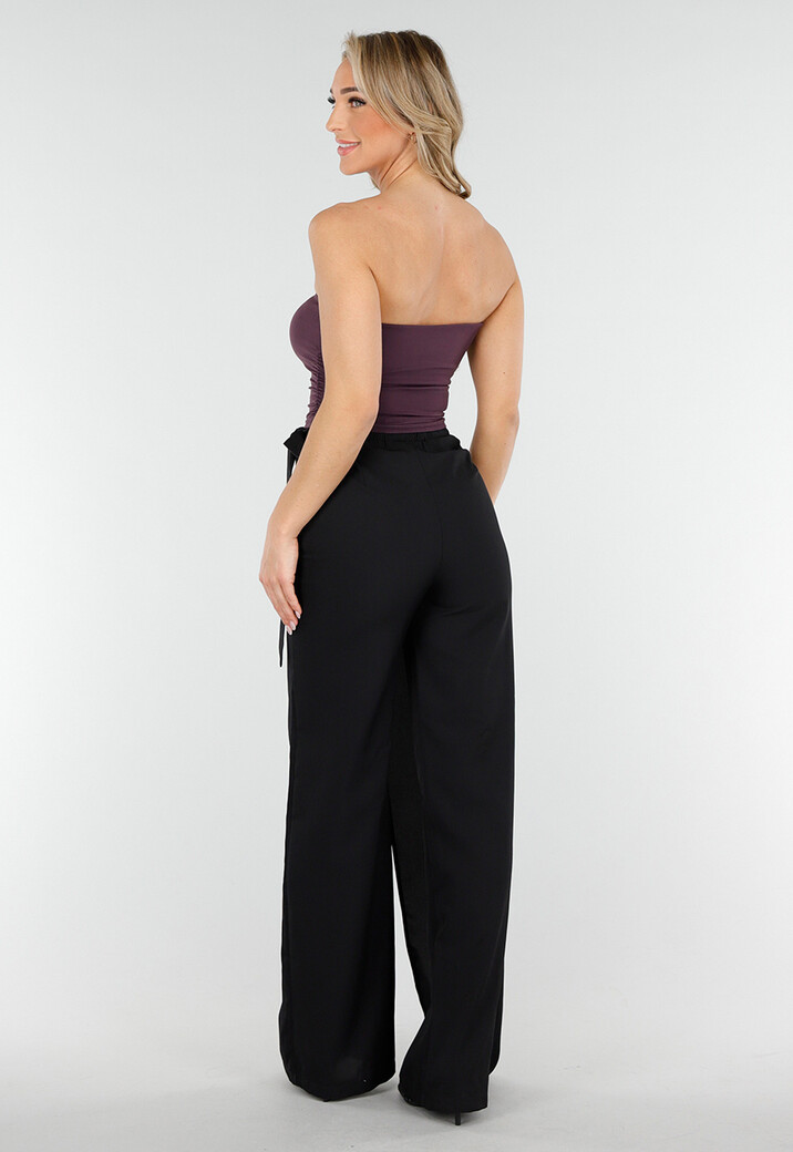 Donkerpaarse Sport Bandeau Top met Stretch en Pads