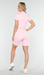 Lichtroze Sportset met Korte Mouwen Jasje en Shaping  Short met Hoge Tailleband