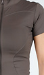 Bruine Sportset met Korte Mouwen Jasje en Shapewear Short met Hoge Tailleband