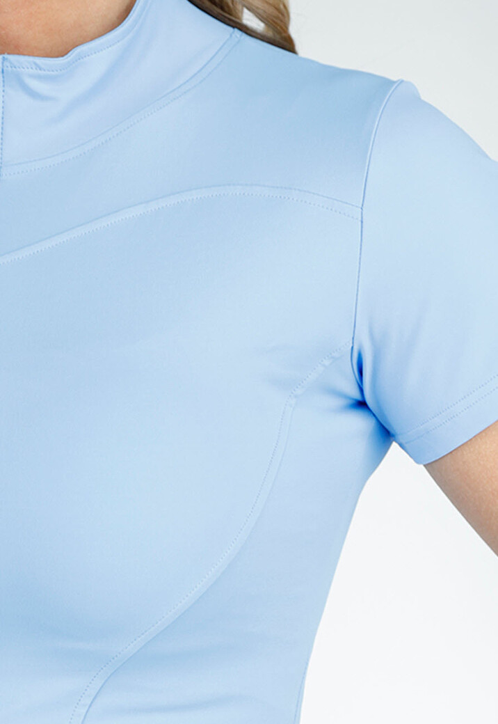 Lichtblauwe Sportset met Korte Mouwen Jasje, High-Waist Short en Corrigerende Band