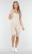 Beige Sportset met Korte Mouwen Jasje, High-Waist Short en Corrigerende Band