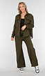 Khaki Set met Blouse en Straight Leg Broek met Gouden Knopen