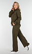 Khaki Set met Blouse en Straight Leg Broek met Gouden Knopen