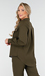 Khaki Set met Blouse en Straight Leg Broek met Gouden Knopen