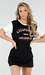 Zwart-Witte Oversized T-Shirt Dress met California Los Angeles Tekst