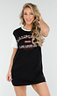 Zwart-Witte Oversized T-Shirt Dress met California Los Angeles Tekst