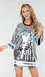 Zilveren Oversized Eagles Arend Jersey Jurk met Pailletten