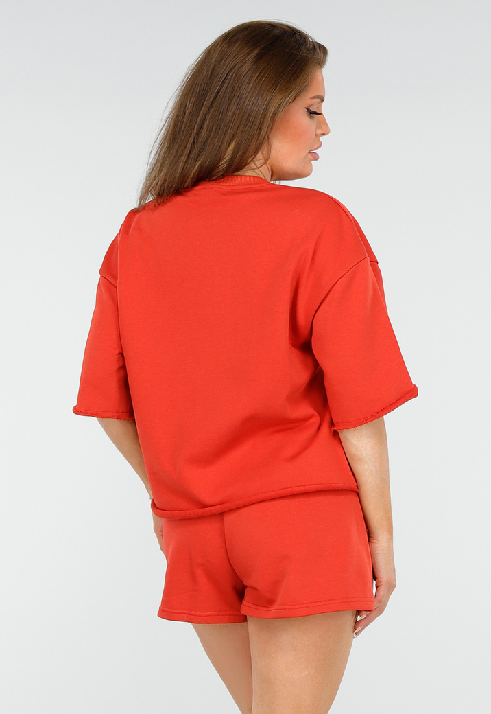 Rood Varsity Setje met T-Shirt en Korte Broek in Sportieve Stijl