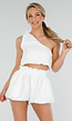 One Shoulder Cropped Top Set met Balloon Broekje