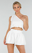 One Shoulder Cropped Top Set met Balloon Broekje