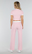 Roze Two Piece Set met Lange Broek en Korte Top met Colorblockingdetails