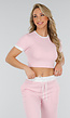 Roze Two Piece Set met Lange Broek en Korte Top met Colorblockingdetails