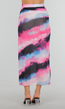 Multicolour High Waist Maxi Stretch Rok met Tailleband en Plooien