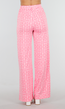 Roze High Waist Stretch Broek met Barokprint en Tailleband