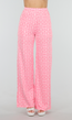 Roze High Waist Stretch Broek met Barokprint en Tailleband