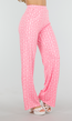 Roze High Waist Stretch Broek met Barokprint en Tailleband