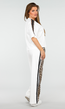 Witte Stretch Two Piece Set met Luipaardprint en Sportieve Strepen