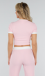 Roze Two Piece Set met Lange Broek en Korte Top met Colorblockingdetails
