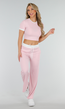 Roze Two Piece Set met Lange Broek en Korte Top met Colorblockingdetails