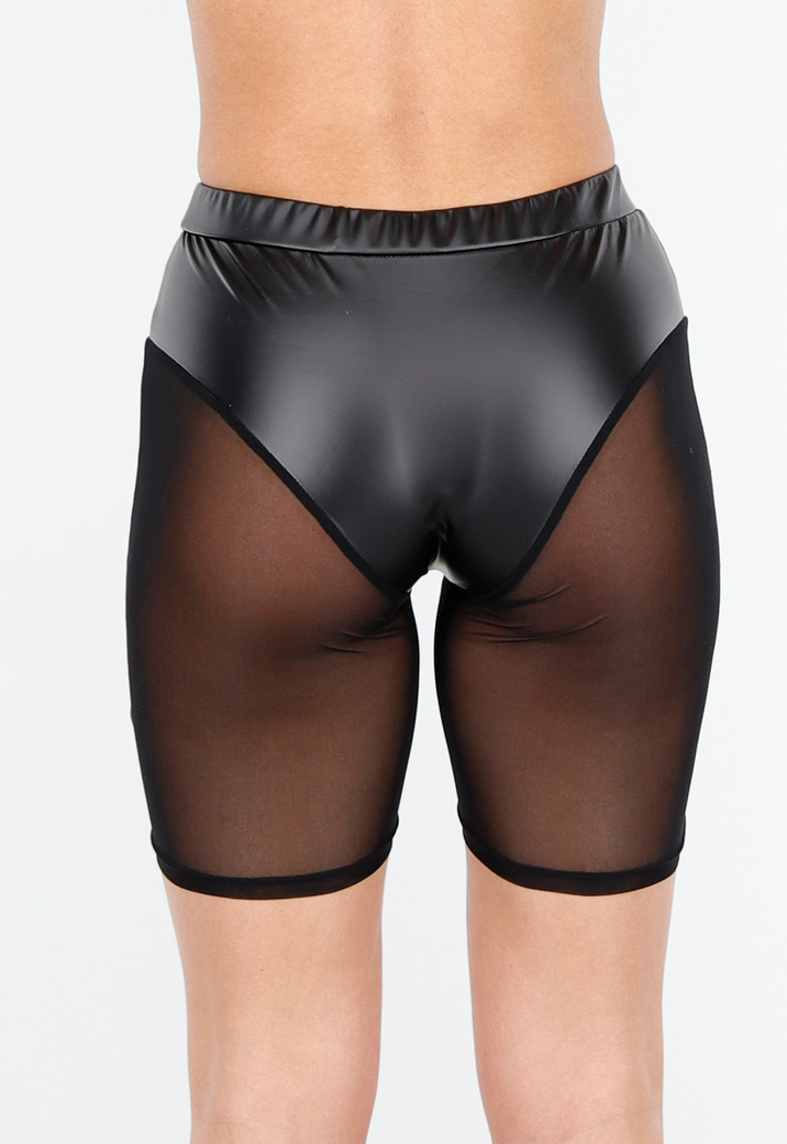 Zwarte Bikershort met Gladde Afwerking en Meshpanelen