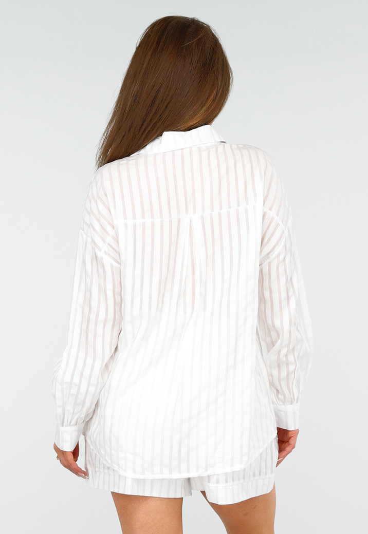 Witte Two Piece met Short en Top Gestreept