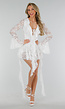 Witte Uitlopende Kanten Jurk met V-hals