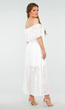 Witte Off Shoulder Maxi Jurk met Kant en Taillekoord