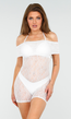 Off Shoulder Witte Kanten Playsuit met Stretch