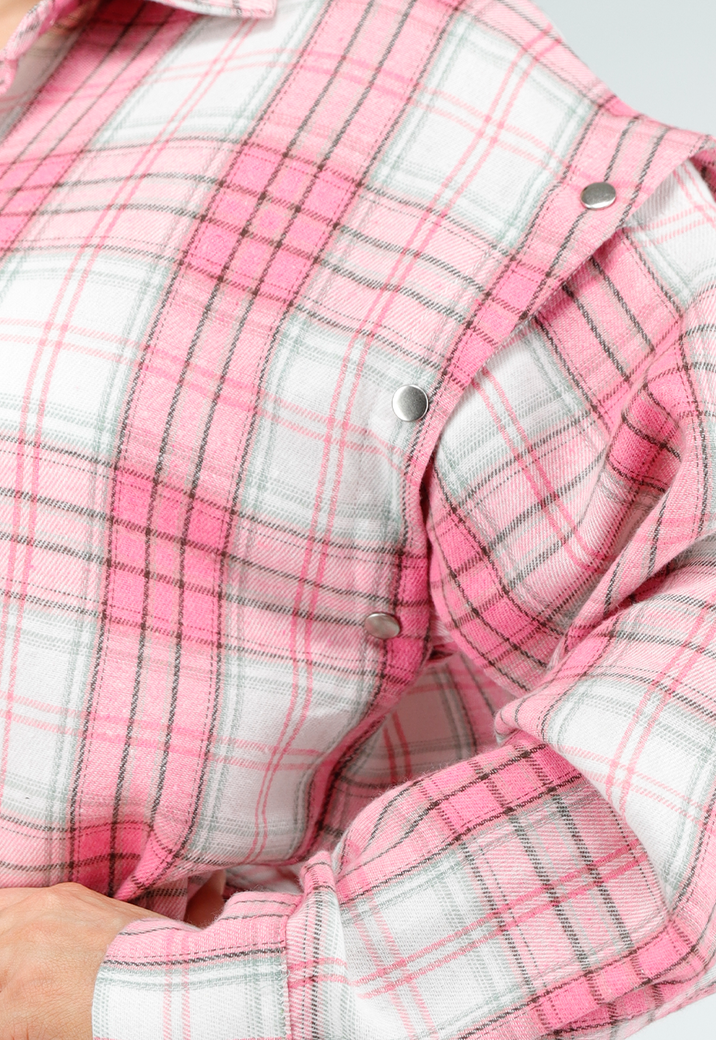 Roze en Wit Geruite Houthakkers Blouse met Ruiten