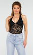 Zwarte Kanten Haltertop met Open Rug