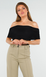 See Through Doorschijnende Zwarte Off-Shoulder Stretch  Mesh Top