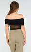 See Through Doorschijnende Zwarte Off-Shoulder Stretch  Mesh Top