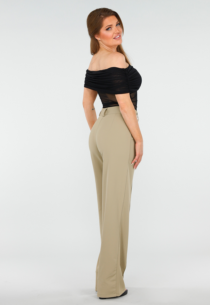 See Through Doorschijnende Zwarte Off-Shoulder Stretch  Mesh Top