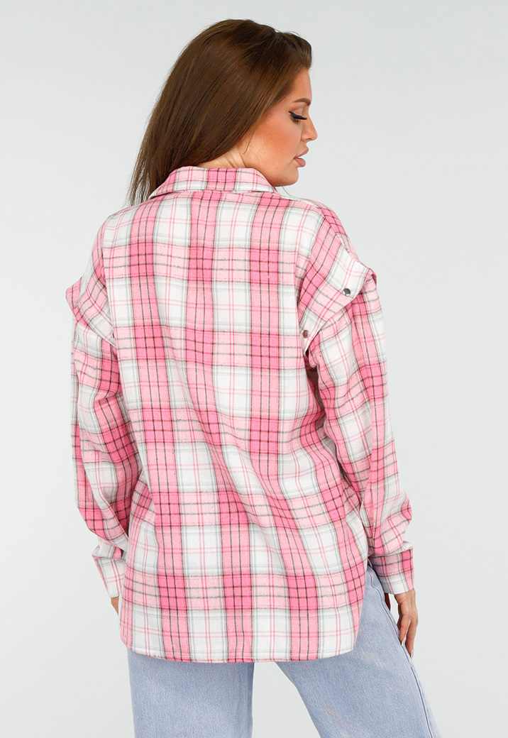 Roze en Wit Geruite Houthakkers Blouse met Ruiten