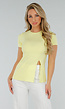 Botergele Stretch Top met Split en Korte Mouwen