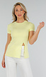 Botergele Stretch Top met Split en Korte Mouwen