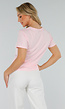 Roze Basic T-shirt met Stretch en Aansluitende Hals