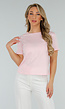 Roze Basic T-shirt met Stretch en Aansluitende Hals