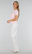 Roze Basic T-shirt met Stretch en Aansluitende Hals