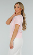 Roze Basic T-shirt met Stretch en Aansluitende Hals