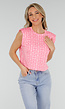 Roze Mouwloze Barokprint Stretch Top met Schoudervulling