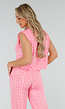Roze Mouwloze Barokprint Stretch Top met Schoudervulling