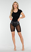 Zwarte Bikershort met Gladde Afwerking en Meshpanelen