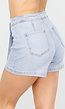 Lichtblauwe Stretch Denim Skort met Overslag en Achterzakken